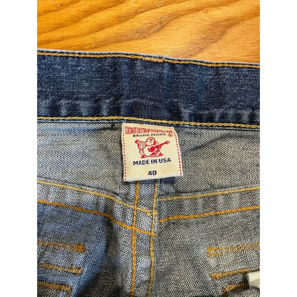 True Religion Jeans Mens 40x32 Ricky Relaxed Straight Leg Denim Medium Wash